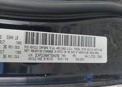 2015 Dodge Journey American Value Pkg z USA, uszkodzony, nr VIN 3C4PDCABXFT600296